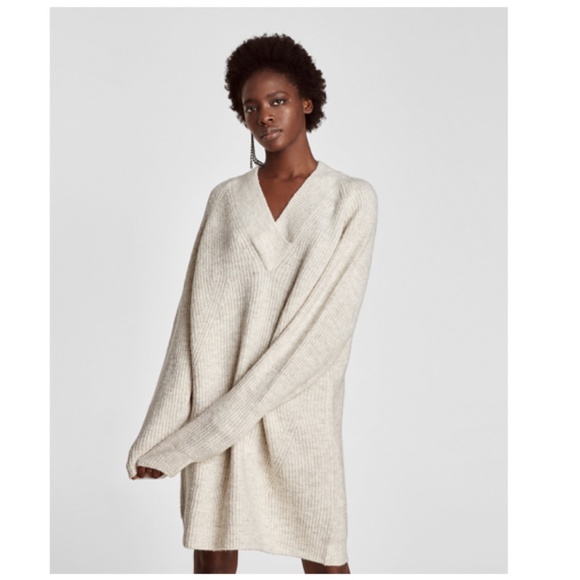 Zara Knit Oversized Sweater Dress In 